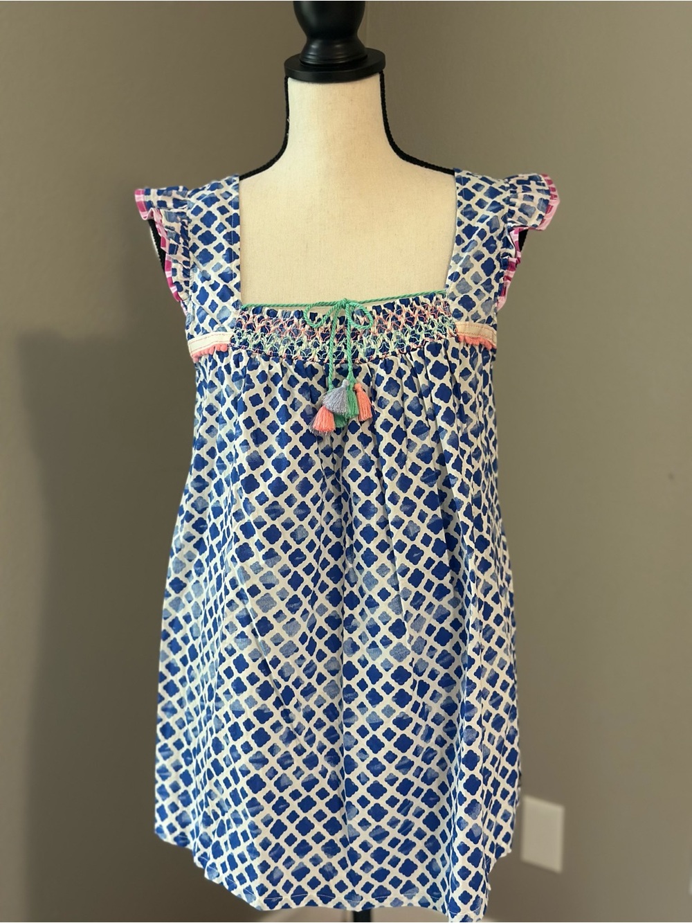 Matilda Jane Blue White Printed Cotton Cottagecore Sleeveless Blouse